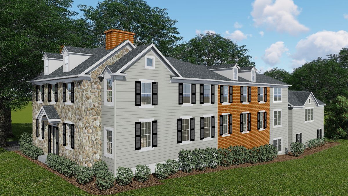 Estate home from the front right