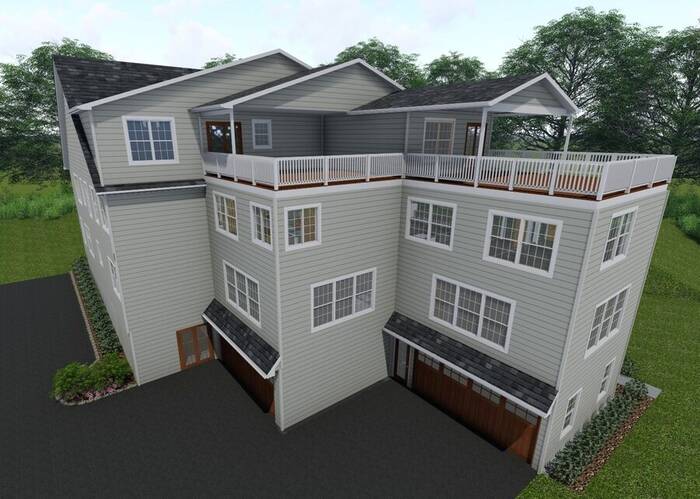 Townhomes, rear corner with rooftop decks